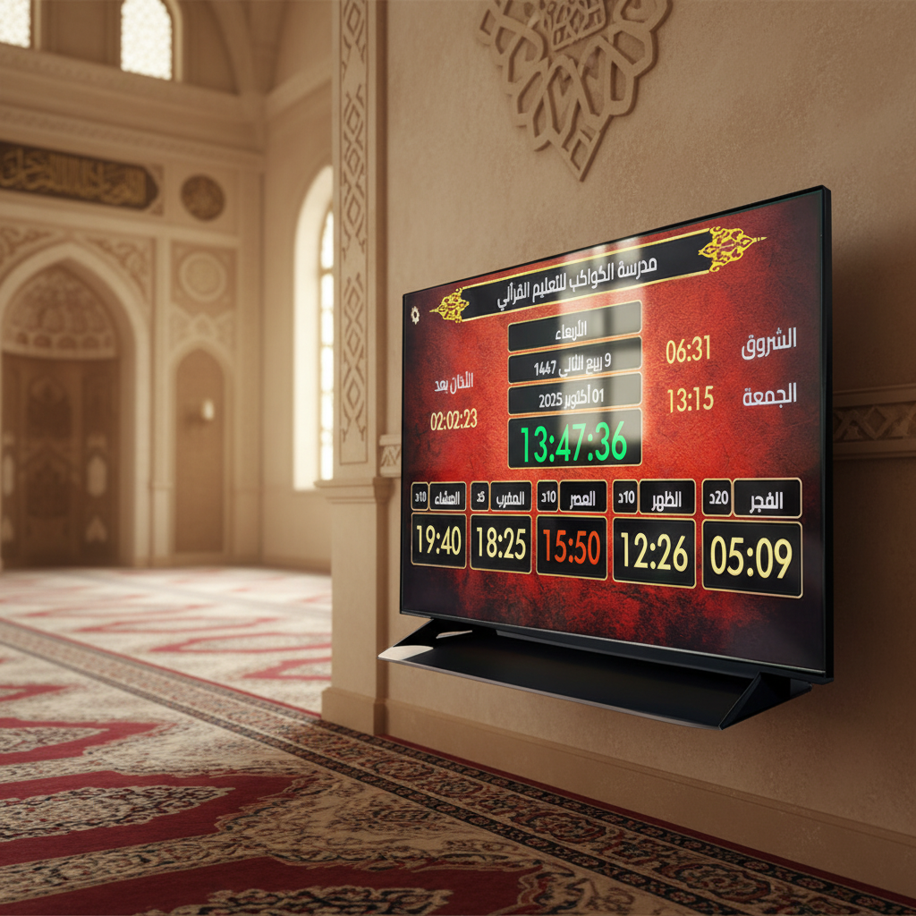 جهاز مواقيت الصلاة الركيزة للمساجد الأصلي (يباع بدون تلفاز)