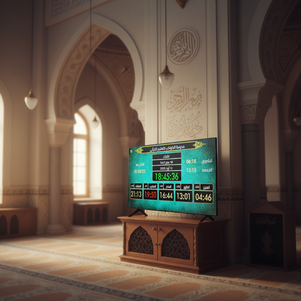 جهاز مواقيت الصلاة الركيزة للمساجد الأصلي (يباع بدون تلفاز)