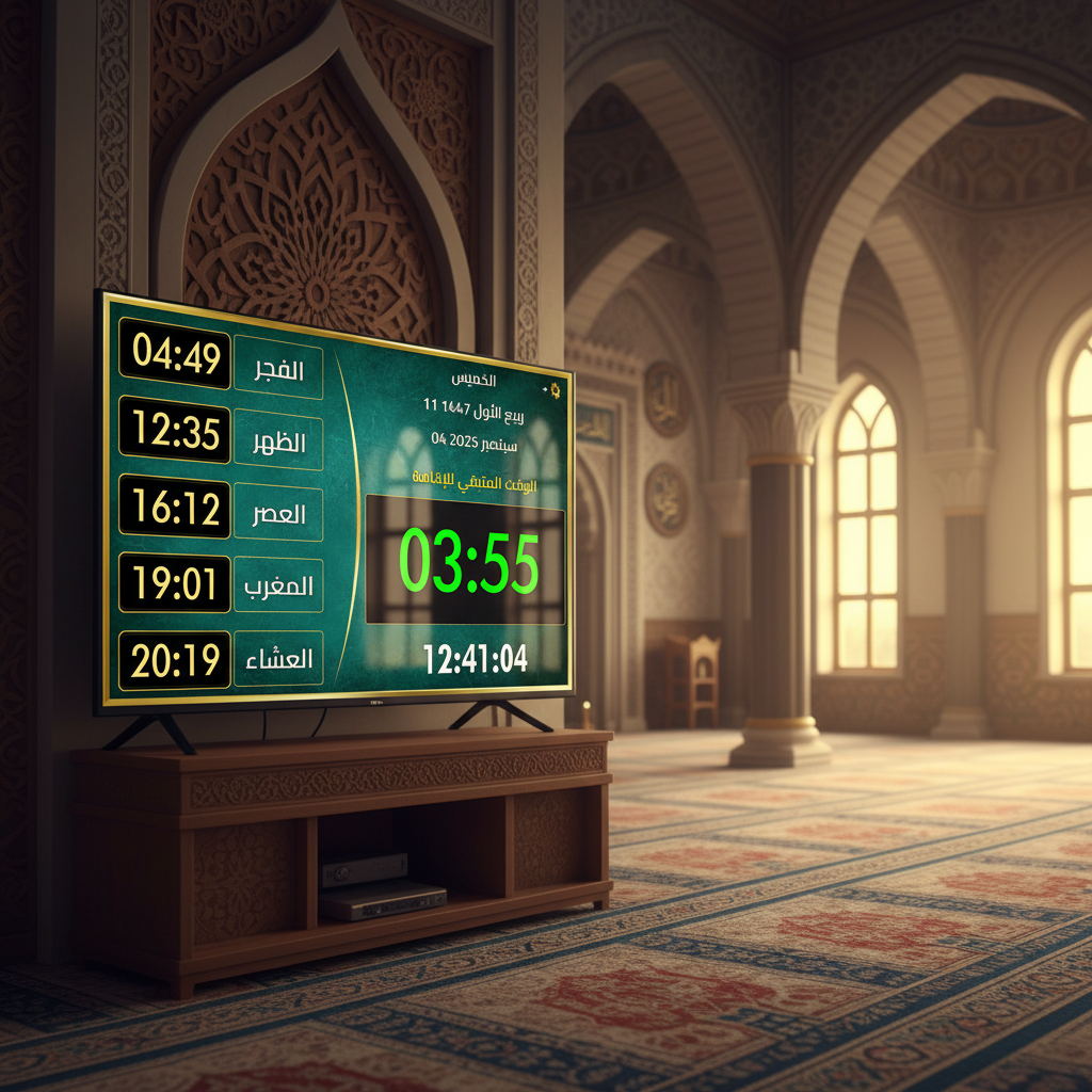 جهاز مواقيت الصلاة الركيزة للمساجد الأصلي (يباع بدون تلفاز)